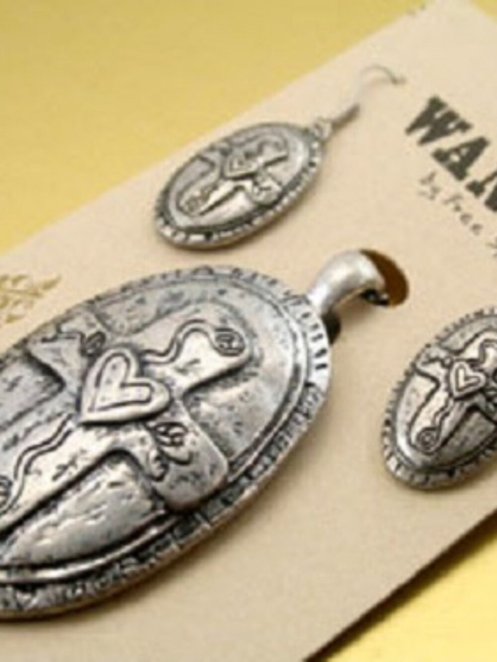 Wanted by Free Spirit Cross Oval Pendant Earring Set Lead & Nickel Free Fashion - Picture 3 of 6